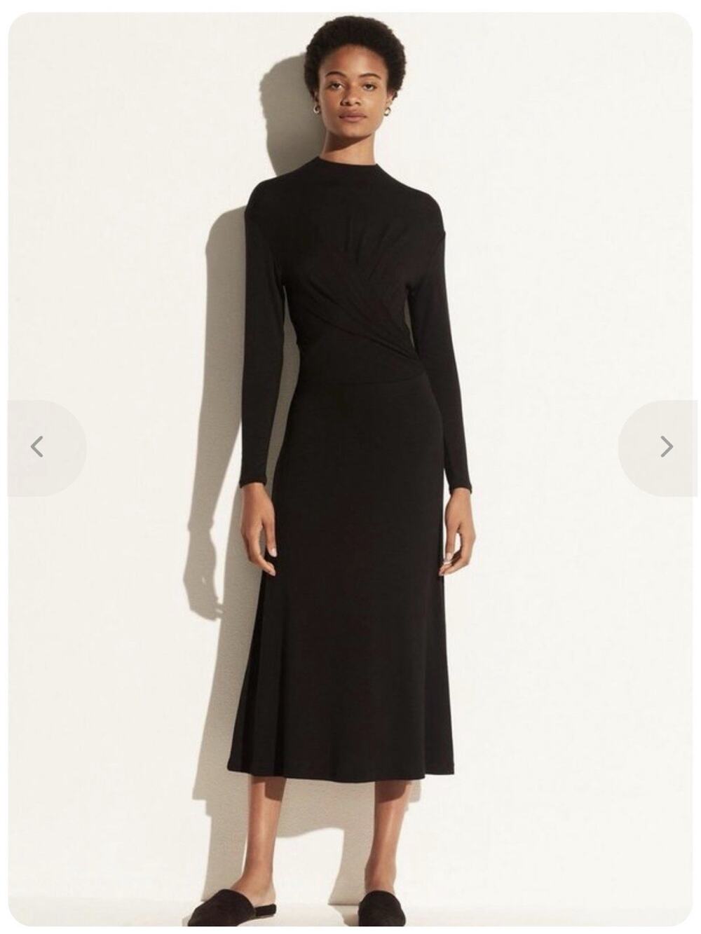Vince Black Long Sleeve Draped Long Dress Small Quiet Luxury Minimalist